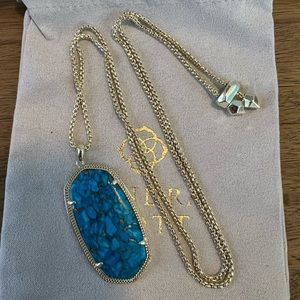 Kendra Scott Bronzed Veined Turquoise Reid Necklace